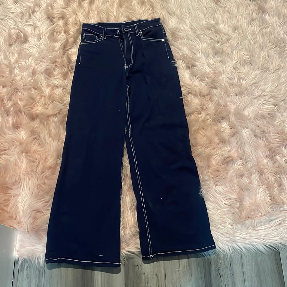 H&M navy straight leg pants